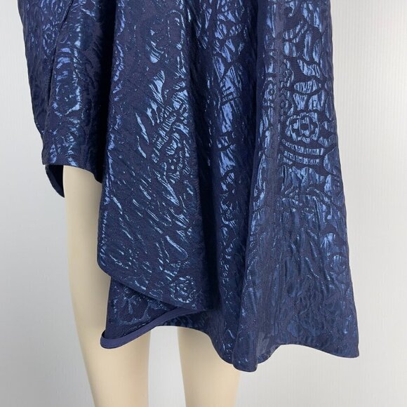 ETRO 2480$ NWT Wrap-effect Metallic Cloqué Floral Ruched Dress Royal blue IT 40 - Picture 9 of 16